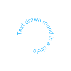 Text arranged around a circle using a rotated font matrix.